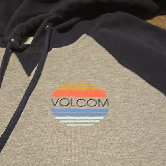 Volcom Blue and Gray Hoodie with Drawstring and Two-Tone Design Size Large - Picture 2 of 6